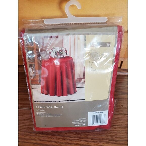 Vintage Concord Red Round Tablecloth 70" Solid Pattern Polyester Holiday xmas - Picture 4 of 6